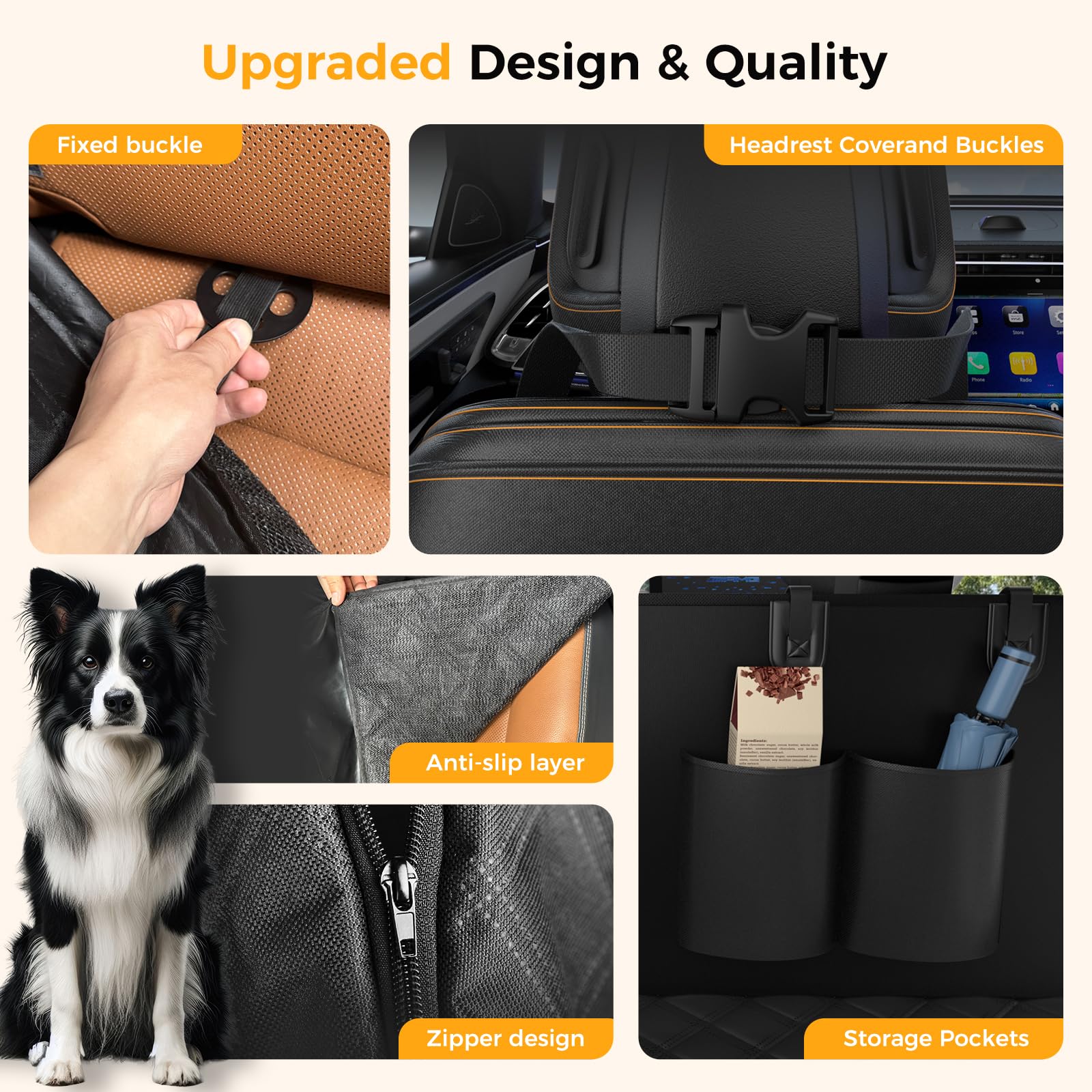 Elouta Dog Car Seat Cover for Back Seat,100% Waterproof Scratch Proof Nonslip Seat Cover,600D Heavy Duty Scratch Soft Dog Hammock for Car for Cars Trucks and SUVs - image 5