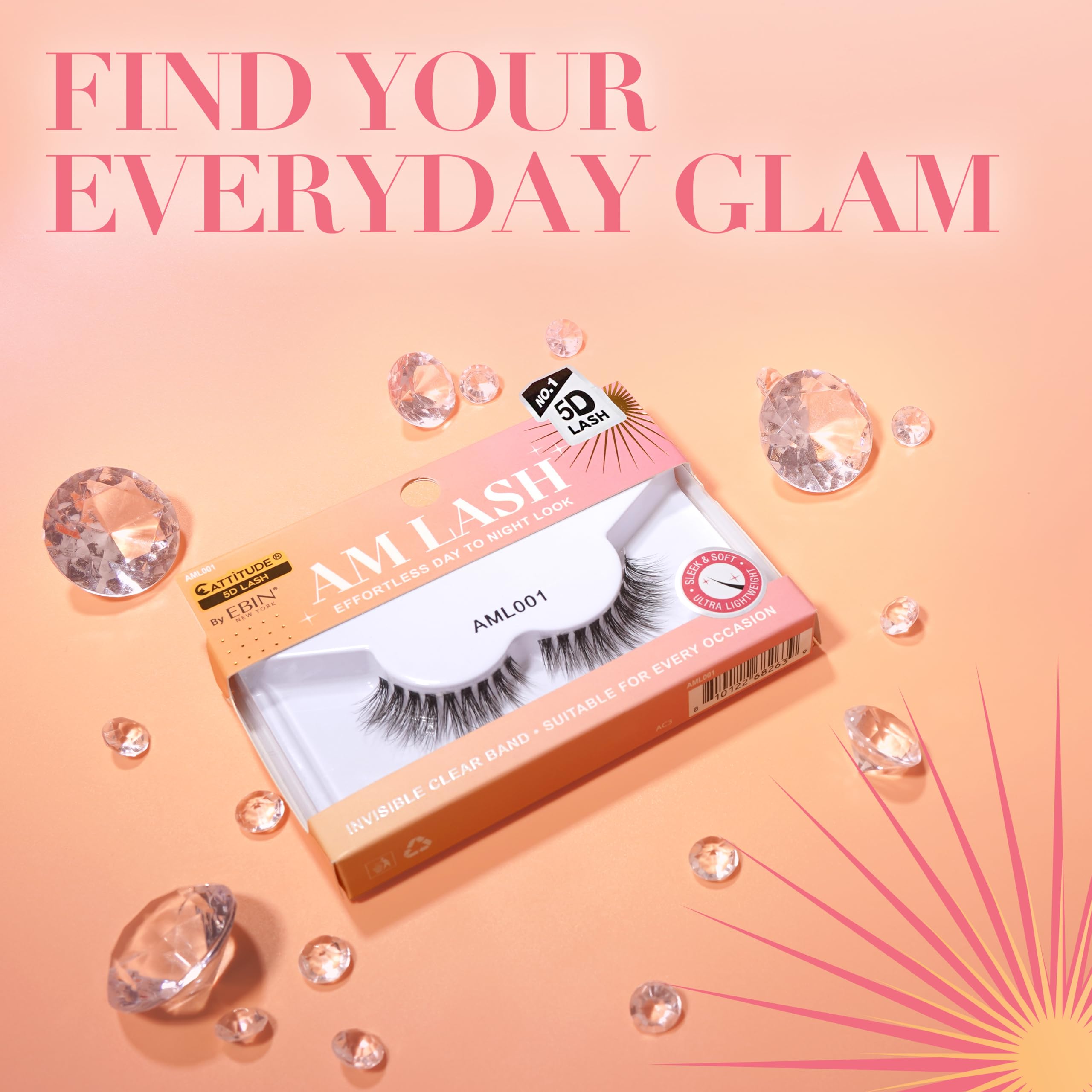 CATTITUDE 5D AM/PM False Eyelashes, Full Volume Style, Soft Faux Mink & Ultra Lightweight, Invisible Clear Band - Image 3