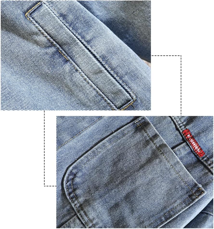 DOSLAVIDA Men's Distressed Denim Jacket Unisex Button Down Jean Coat Casual Long Sleeve Trucker Hooded Jackets Outwear - Image 7