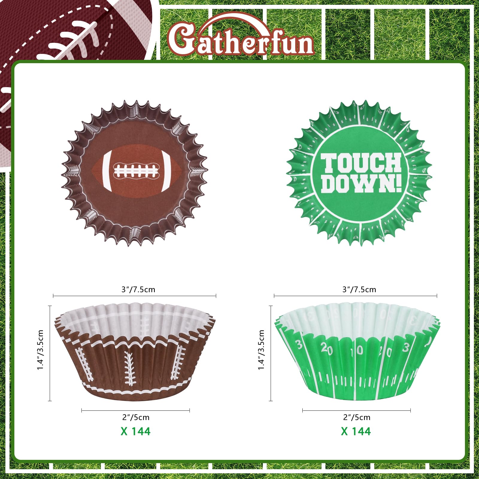 Football Party Supplies: 300-Count Football Cupcake Liners & Wrappers - Game Day, Birthday, and Tailgate Parties - Premium Football Cake Decorations - Football Party Favors