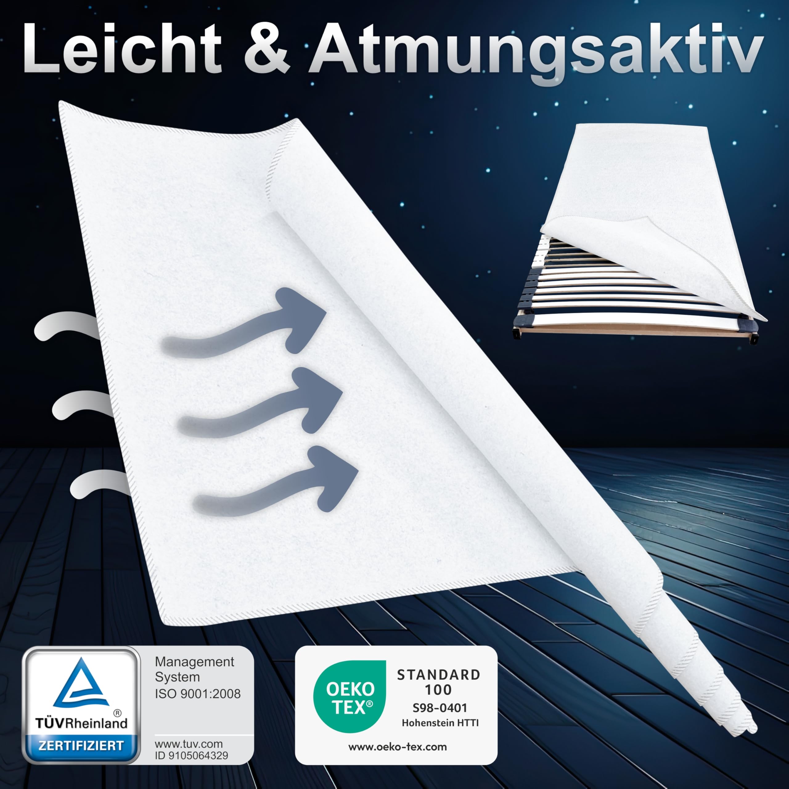 Matratzen Perfekt Matratzenunterlage 2er Set 90x220 cm | atmungsaktivem Filz Schoner schützt Textilien vor Abrieb durch den Lattenrost Verhindert Druckstellen sowie Verschmutzungen