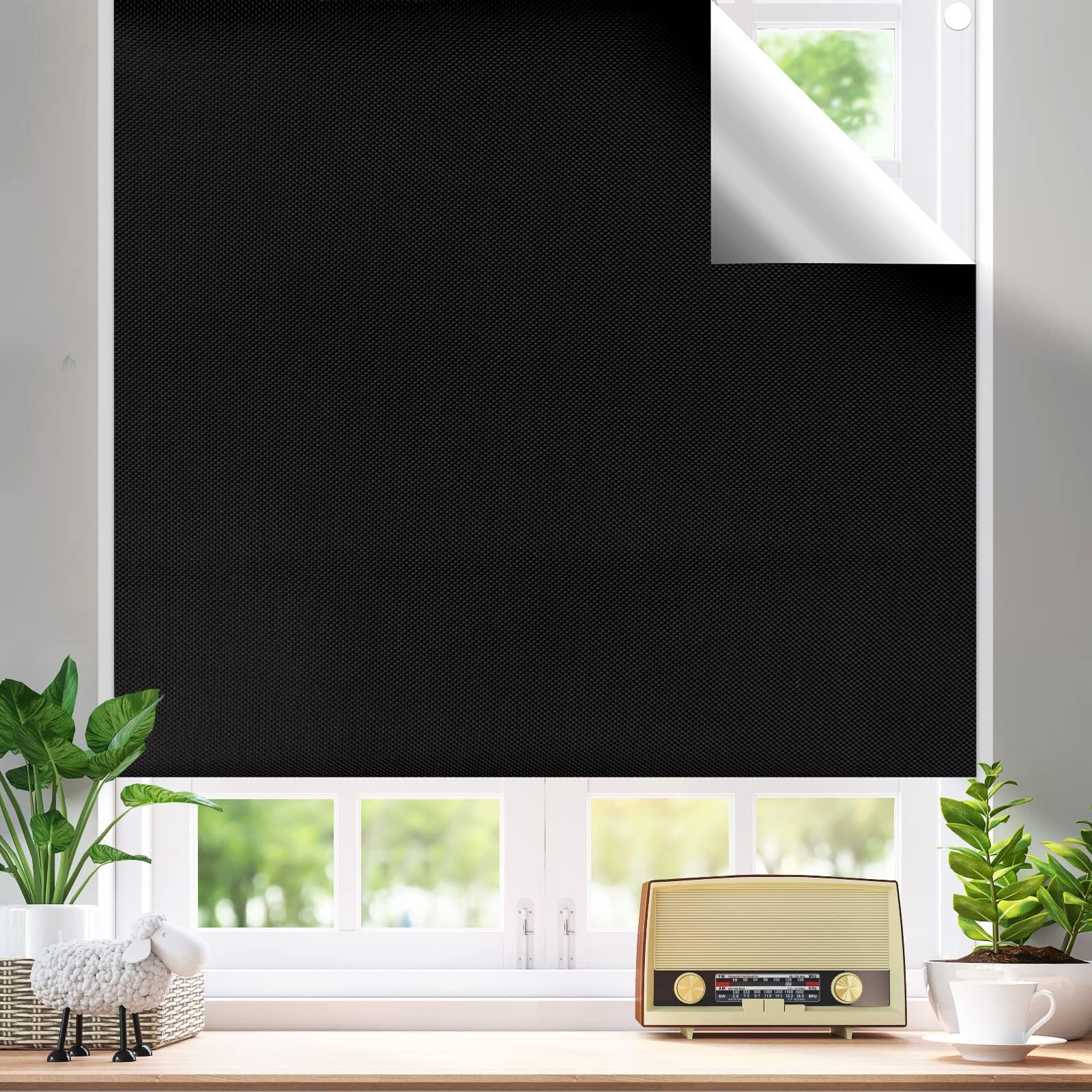 MAKINGTEC Blackout Blind, Portable Blackout Blinds Stick On Window No Drill, Blackout Material Blinds Blackout Curtains for Bedroom Nursery Loft Travel RV Car (300 * 145cm)