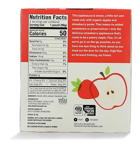 Miniatura 2 de 365 by Whole Foods Market, Puré de manzana fresa, 3.2 onzas, paquete de 4