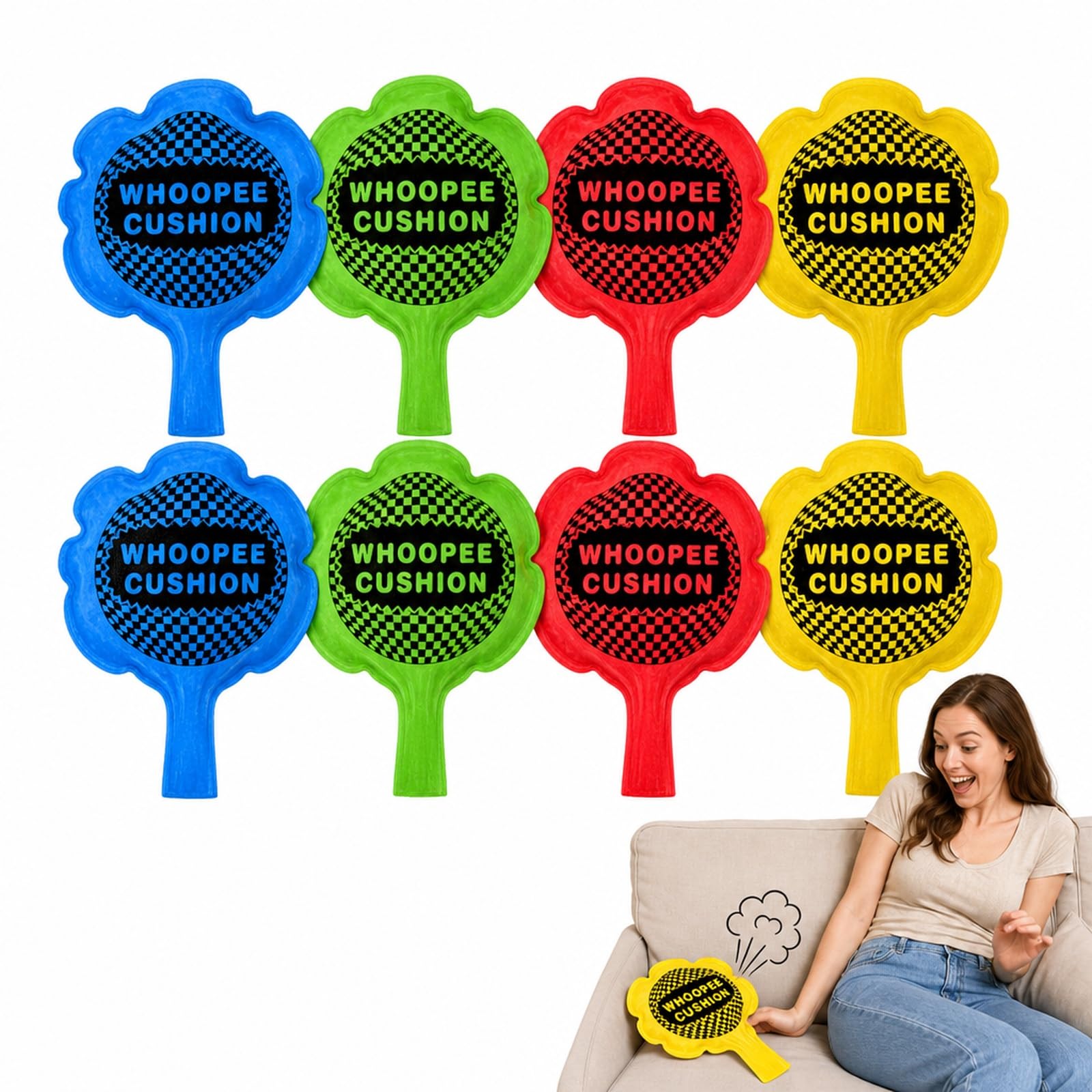 LIMZABE 8PCS Whoopee Cushion Set, 8 Assorted Colours, 10.5 cm Novelty Prank