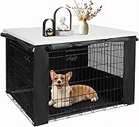 Vista 10 de Rockever Funda para jaula de perro con mesa para jaula de perro de 42 pulgadas, funda resistente al agua, de poliéster resistente a los rayos UV