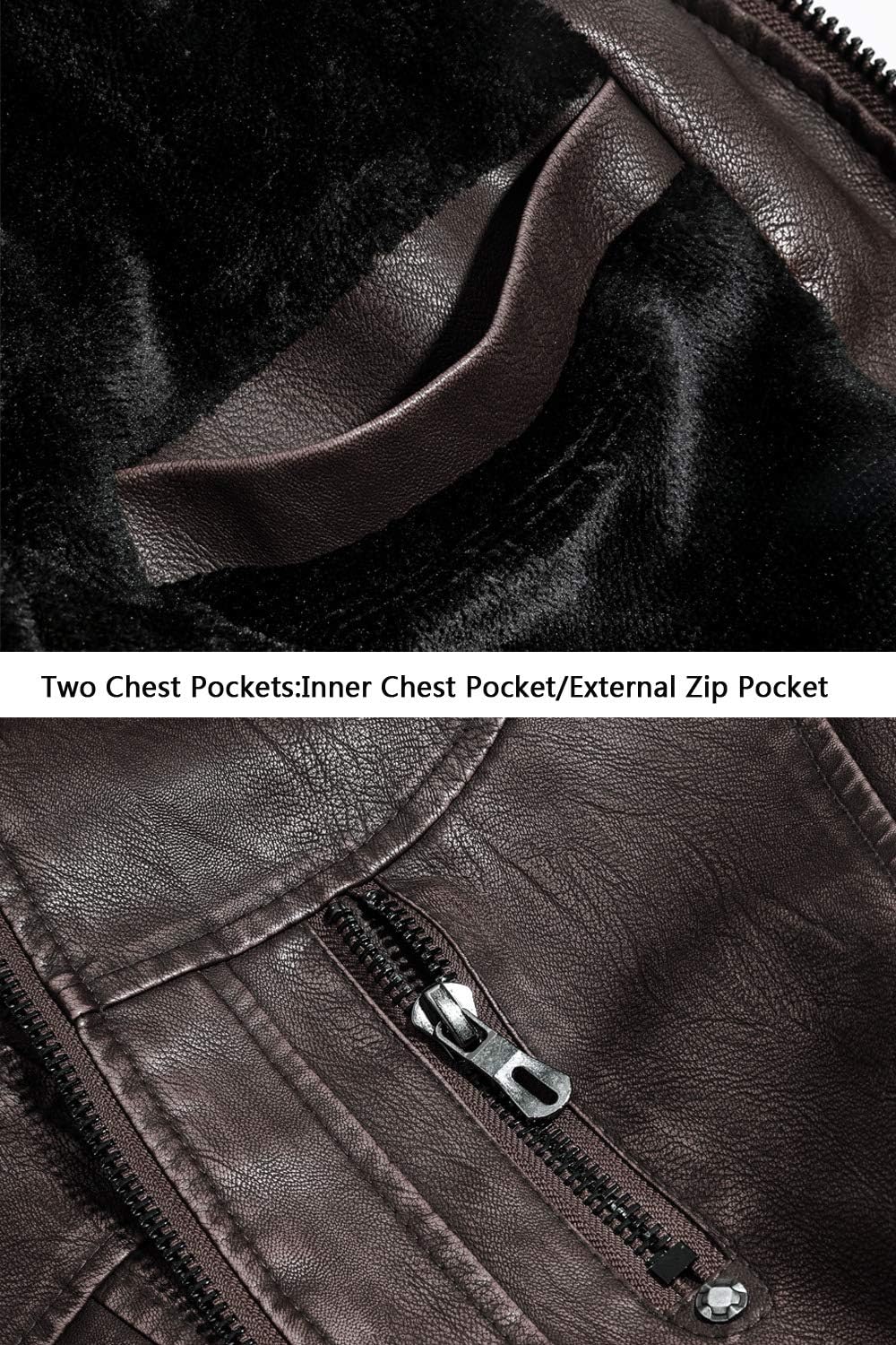 WULFUL Men's Vintage Stand Collar Leather Jacket Motorcycle PU Jacket and Coat - Image 5