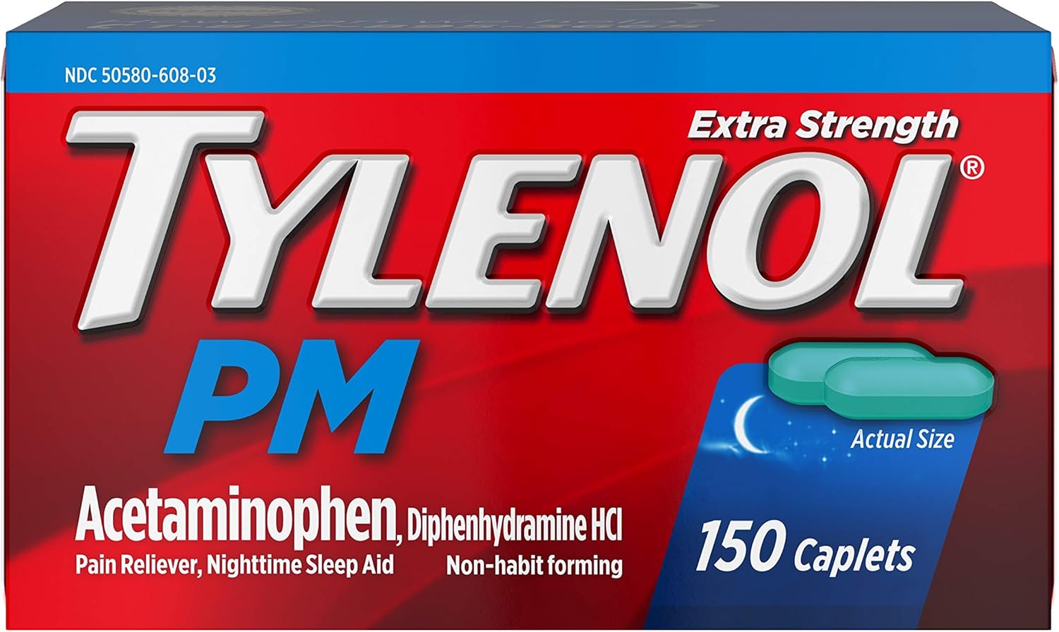 Buy Tylenol Pm Extra Strength Pain Reliever Sleep Aid Caplets With 500 Mg Of Acetaminophen 150 Ct Online In Turkey B01hi7wp6e
