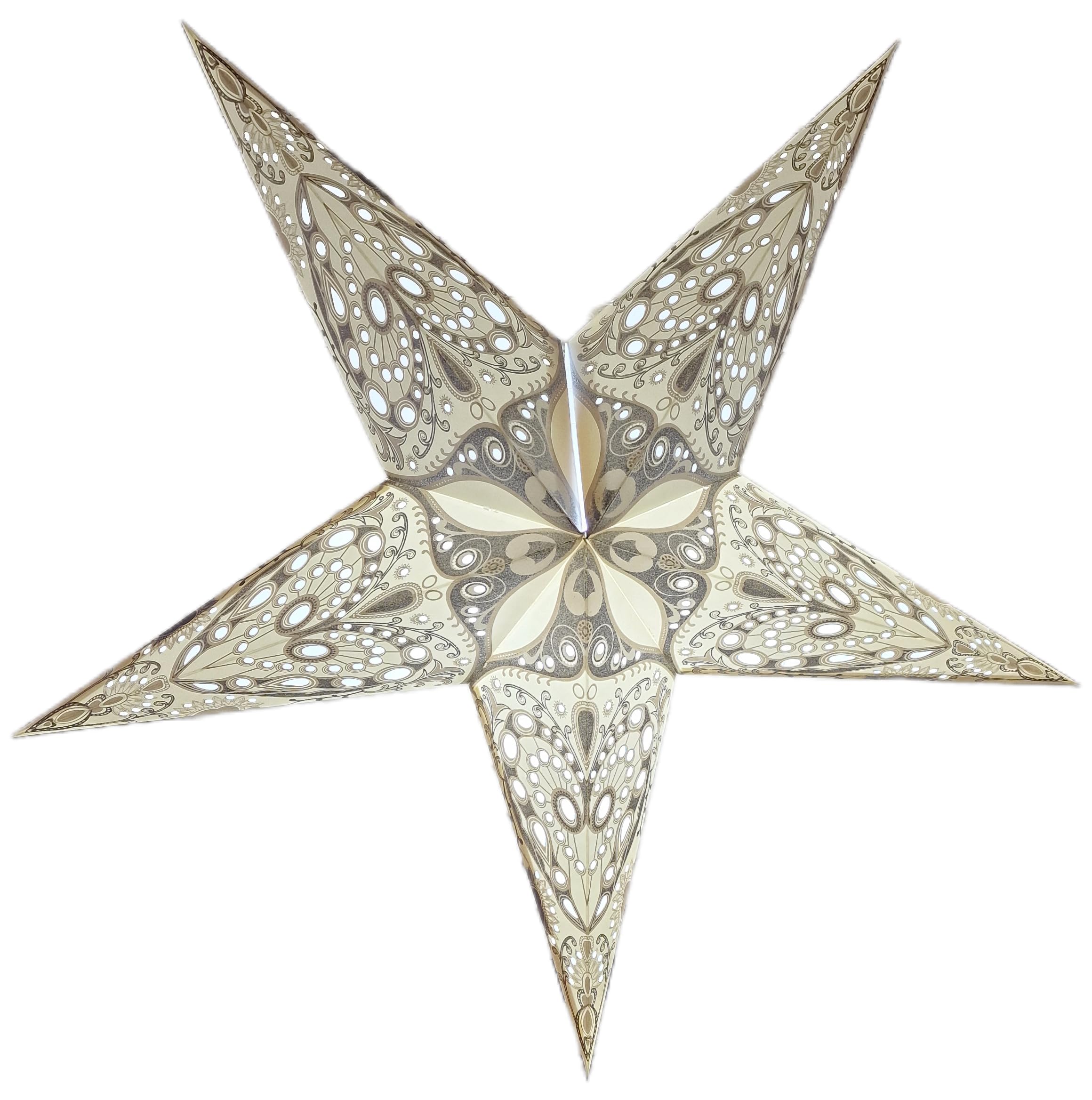 Yepsio Paper Star Lantern Lampshade, 60 cm, Hanging Decorations for Christmas, Wedding, Home, Party (Glitter White, Grey, Silver)