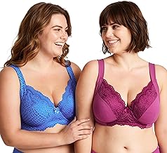 Curve Muse - Plus Size Balcony Underwire Bra with Padded Straps and Lace - Pack of 2