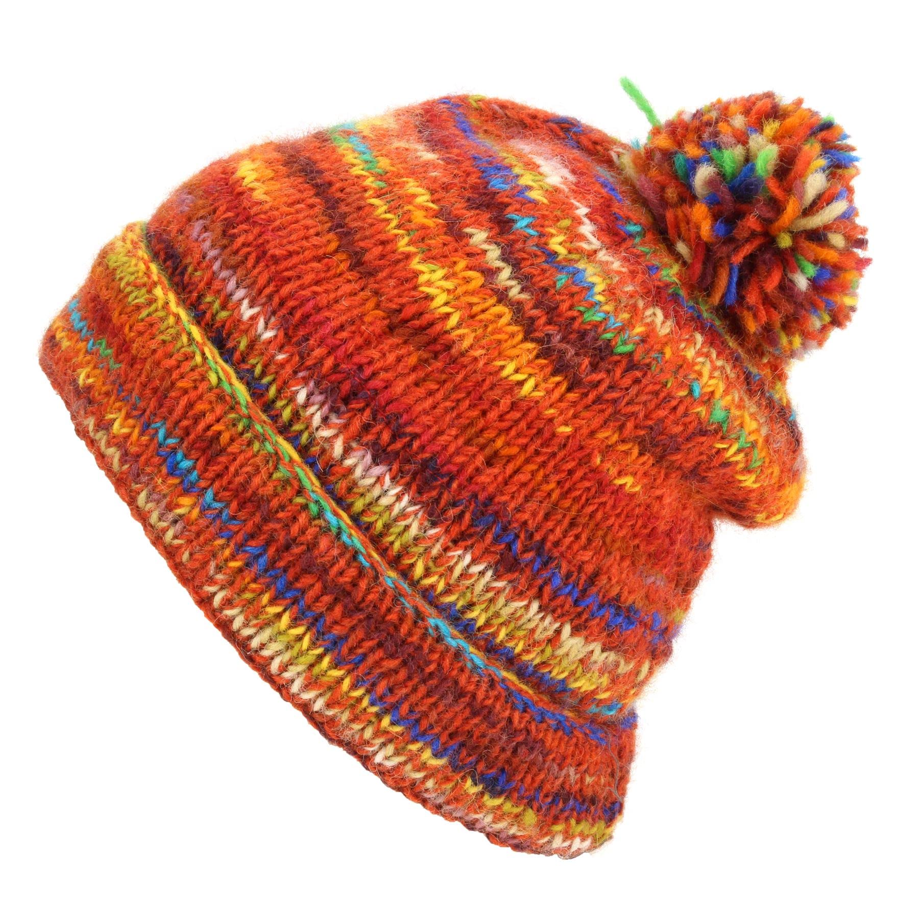 Loudelephant Unisex Sd Red Mix Chunky Wool Knit Beanie Bobble Hat