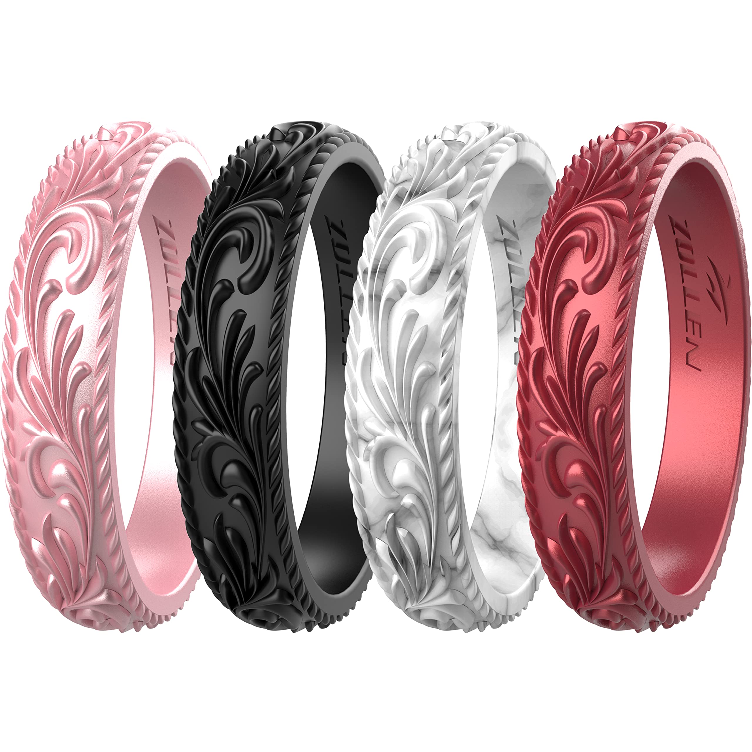 Zollen Silicone Wedding Rings For Women 4 Packs