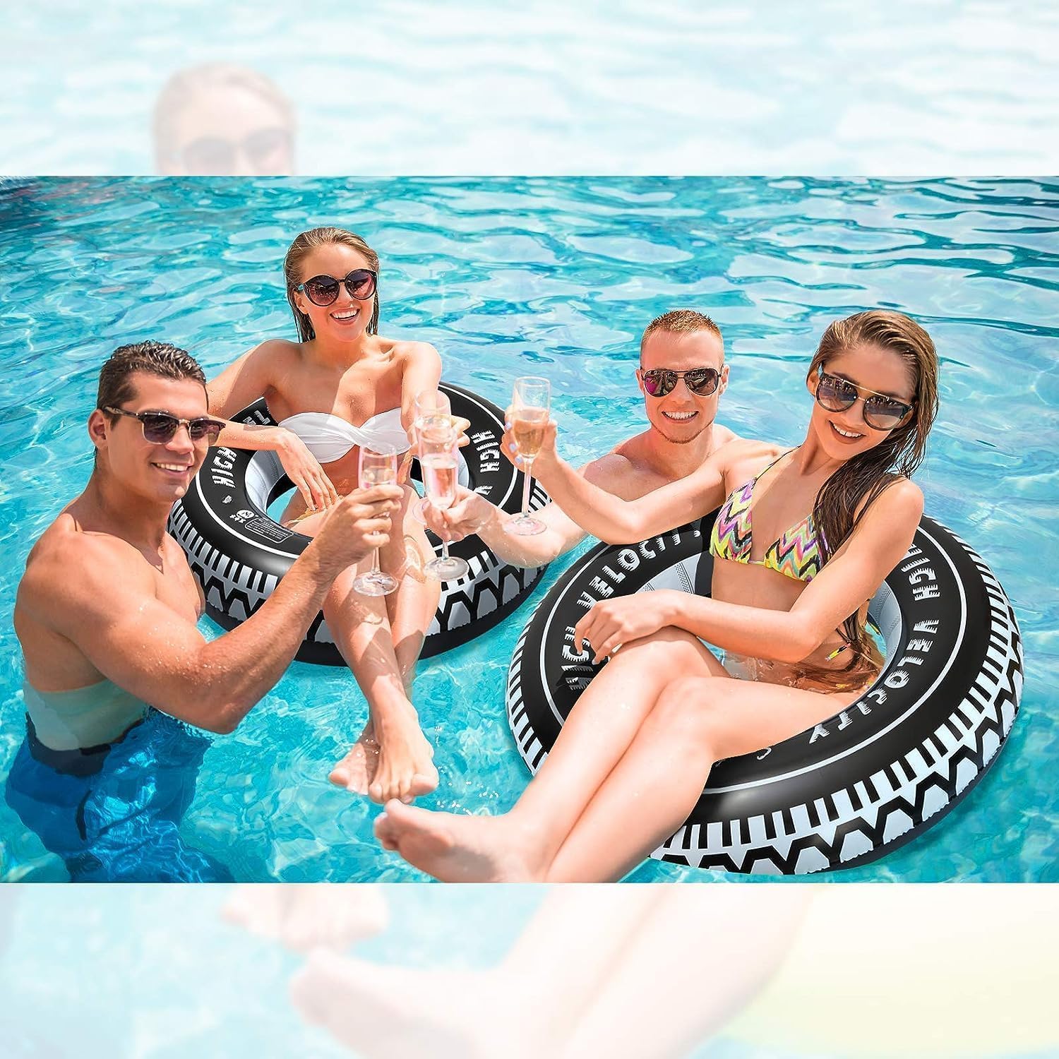 Inflatable Pool Float Tyre Tube, 80 cm Black Swimming Ring for Adults, Summer Water Float for Pool Beach Lake 1