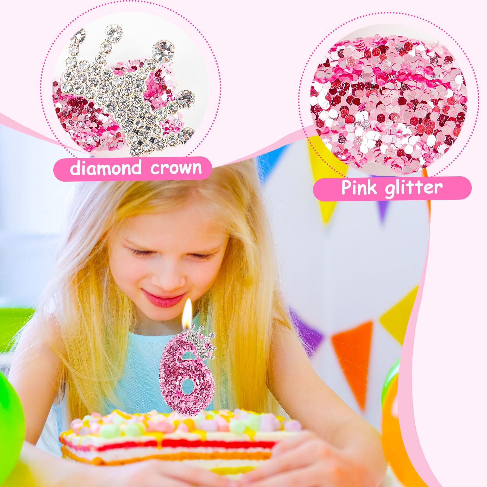 Bougies d'anniversaire 40 ans couronne rose numéro 40 pour filles femmes