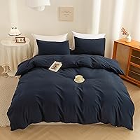 Vista 38 de ECOCOTT Juego de funda de edredón de 3 piezas, 100% algodón lavado, duradero, suave y cómodo, con cierre de cremallera, sin edredón, tamaño King