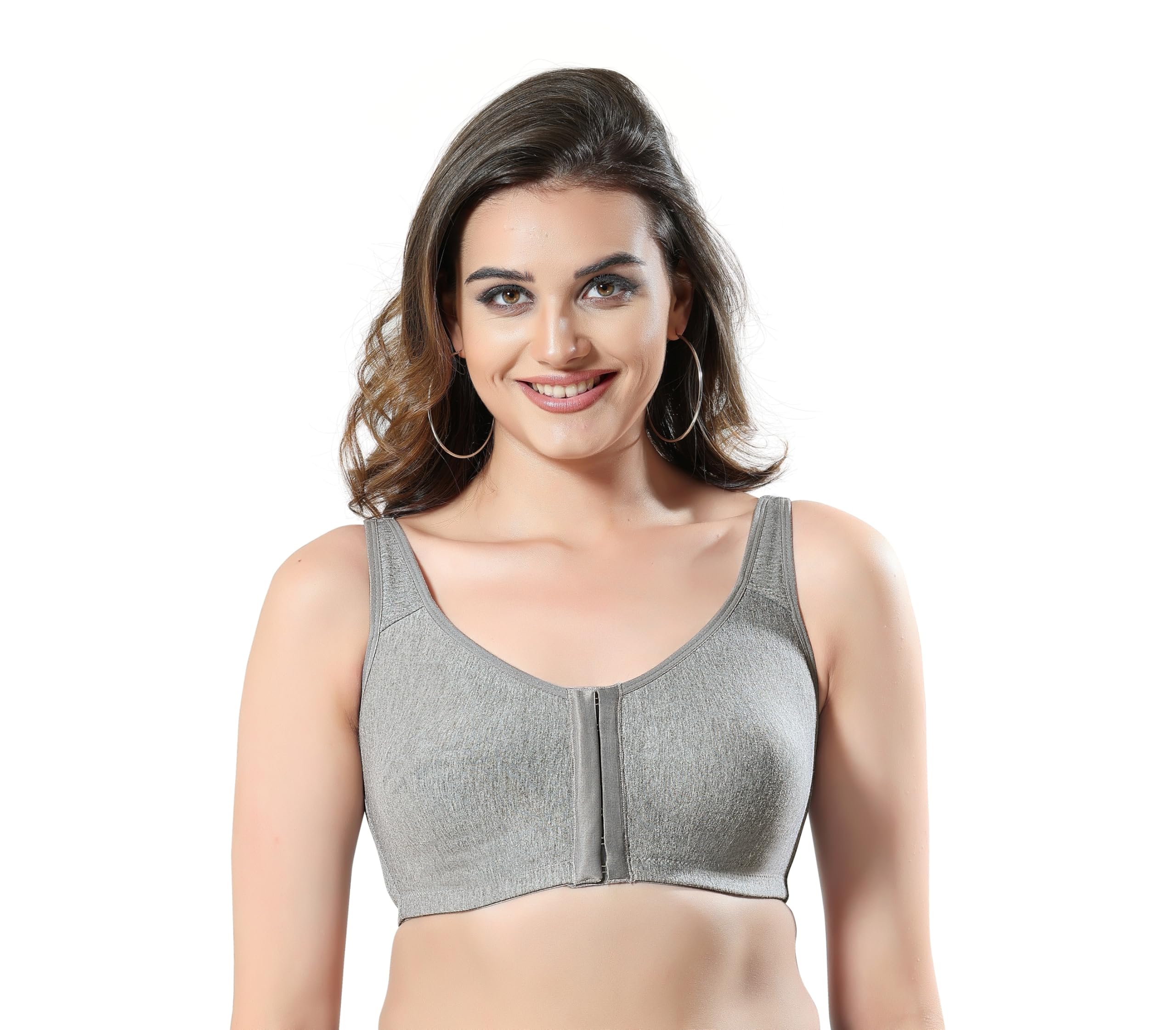 bralux Cotton Front Open Bra for Women Daily Use | Non-Padded Non-Wired Bra| Sweat Absorbent Seamless Bra | Full Coverage for Regular Wear-picture-22