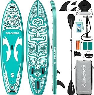 SOLAVERO Stand Up Paddling Board mit Sitz, 350cm SUP Board mit Allem Zubehör, Aufblasbares Stand Up Paddle für Erwachsene Anfängerfreundlich, Extra Groß für 2 Personen & Familien, 200kg