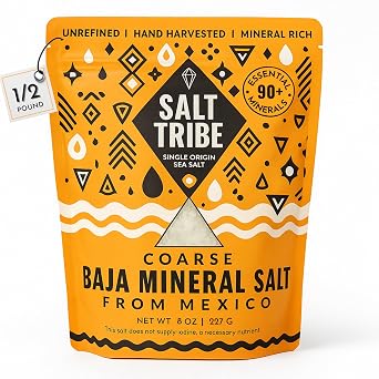 Salt Tribe | Baja Sea Salt Natural Grain for Grinder | 90+ Trace Minerals for Hydration Support | Sal Organica | Coarse | Low Sodium Organic & Unrefined | Single Origin Mexico 8 Ounce