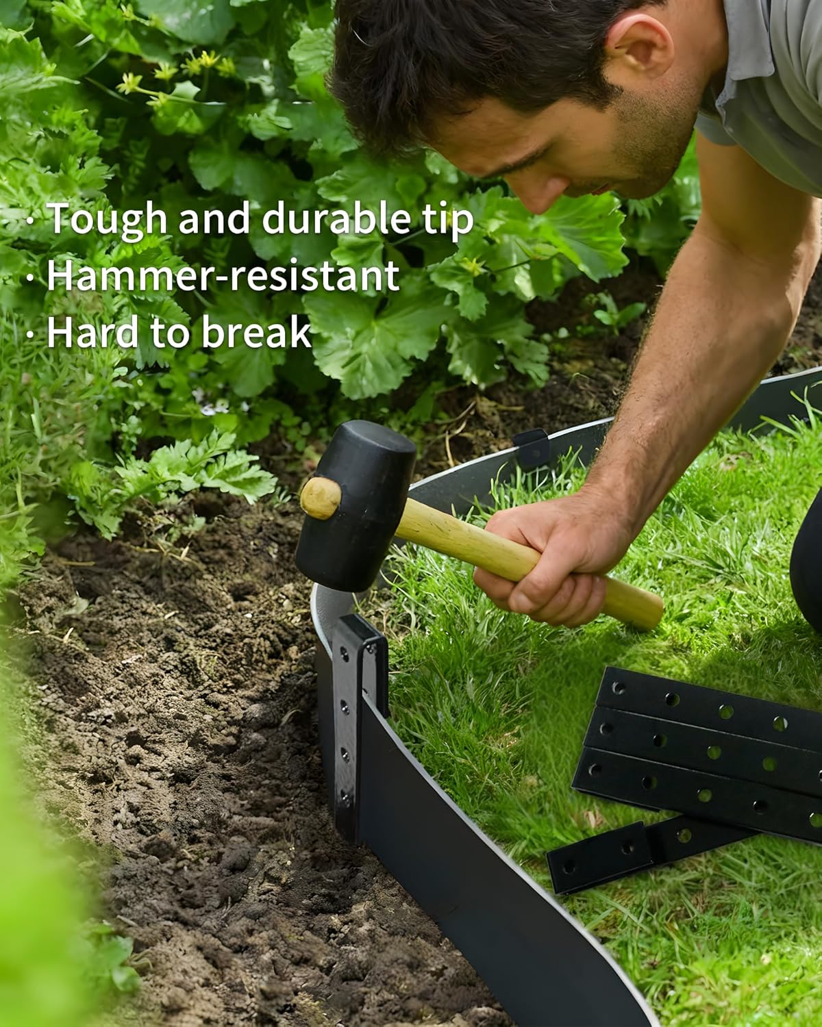 60Pcs Metal Garden Landscape Edging Stakes,Black,10 Inch Landscaping Stakes, Anchoring Spikes, Landscape Edging Spikes for Ground,Bender Board,Tent Anchoring,Inflatable Decorations (B2)