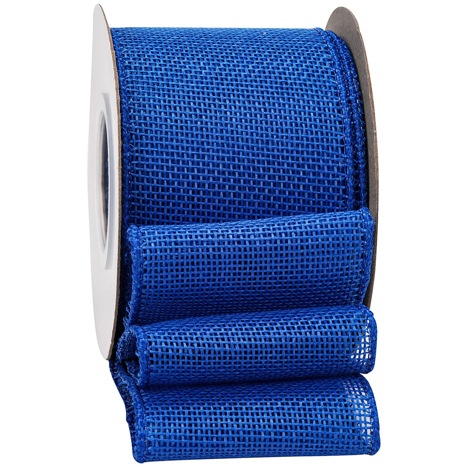 SDZMDL Royal Blue Burlap Ribbon 2-1/2 Inch, Solid Ribbon with Wired Edge for Fourth of July Decoration, Big Bow, Outdoor Wreath, 10 Yards/Roll.