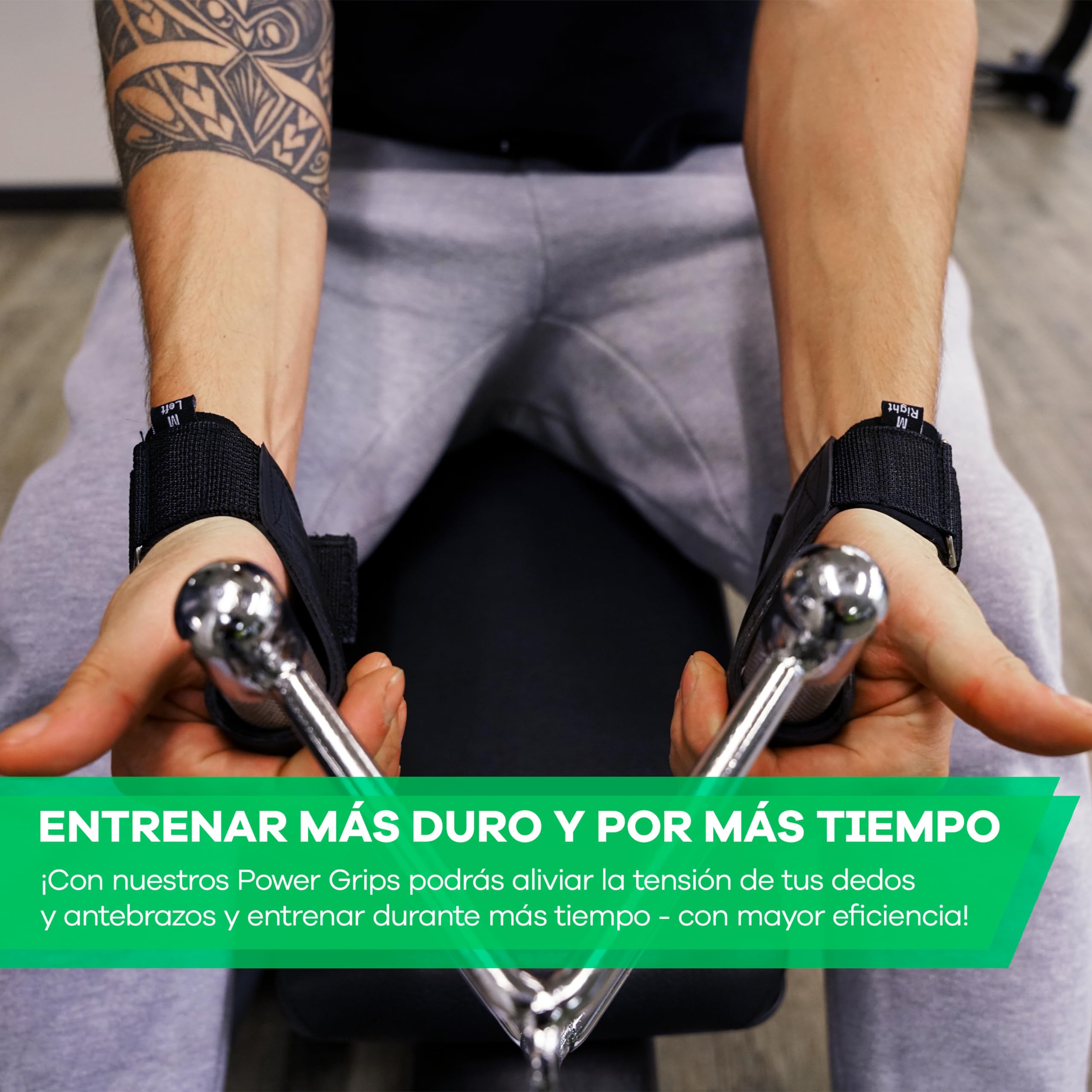 NetroxSports® Power Grips - Lifting Straps Powerlifting - Levantamiento de Pesas - Correas - Agarres para Gym - Agarraderas Gimnasio - Peso Muerto - Bodybuilding Fitness Gimnasio - Mujeres y Hombres