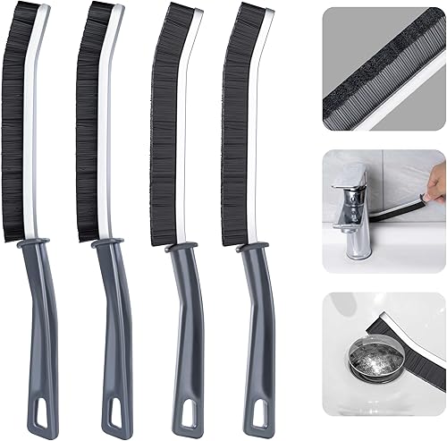 4 cepillos de limpieza de hendiduras de cerdas duras, cepillos de limpieza de hendiduras para uso doméstico, herramienta multifuncional para