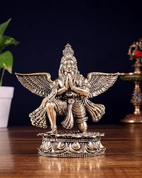 Premium Brass Lord Garuda Statue, 4.5 inches Garuda Idol Wagon of Lord Vishnu, King of Bird, Garud, Garula Brass Superfine Garuda Idol   Intricately Handcrafted 4.5 inch