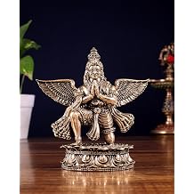 Premium Brass Lord Garuda Statue, 4.5 inches Garuda Idol Wagon of Lord Vishnu, King of Bird, Garud, Garula Brass Superfine Garuda Idol   Intricately Handcrafted 4.5 inch