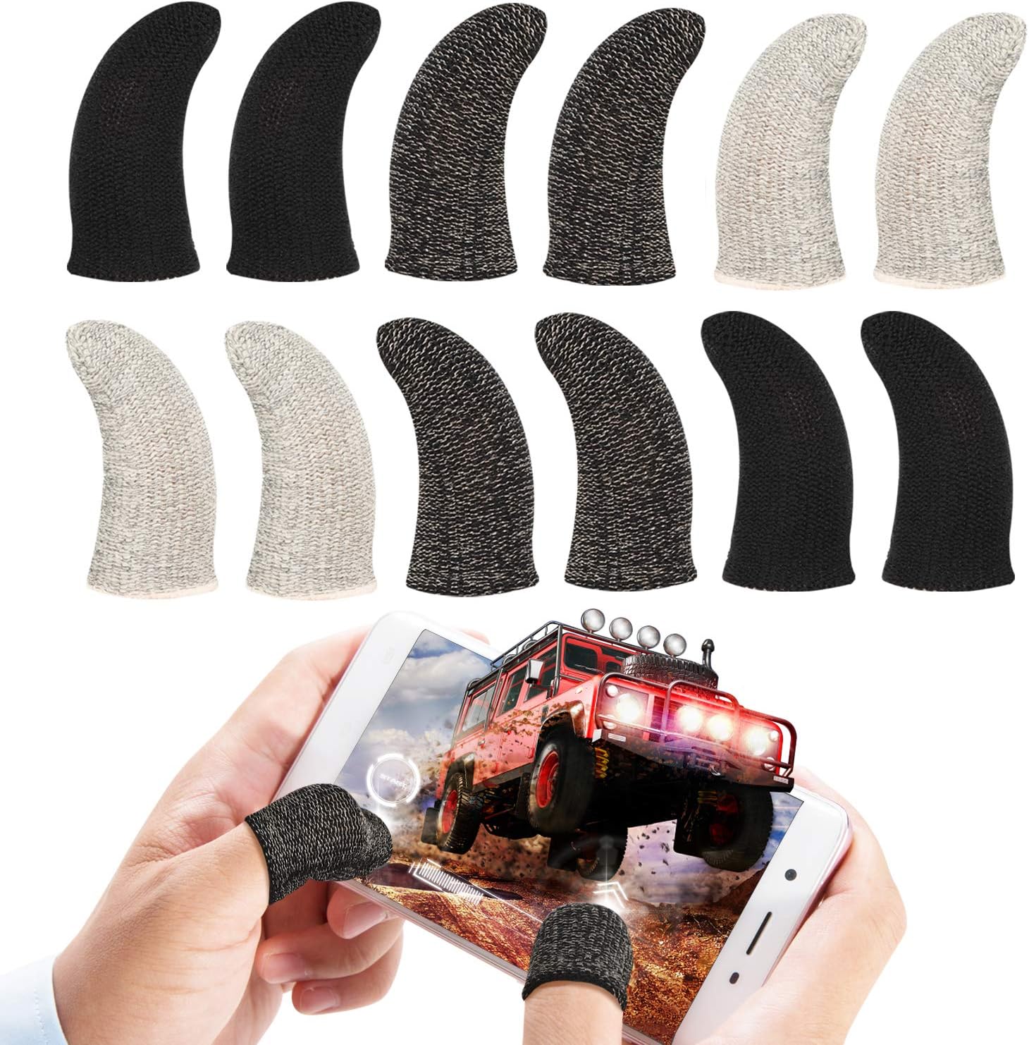 Touchscreen Finger Sleeve 10 Pairs of Finger Cots, Gaming Finger Sleeve, Anti-Sweat Breathable Touchscreen Finger Sleeve for Mobile Phone Games