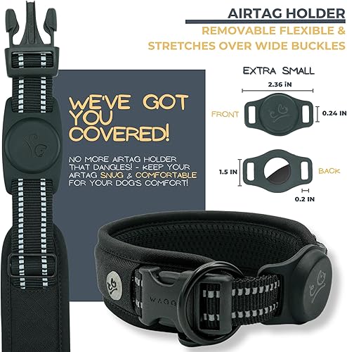 Miniatura 34 de Aitag - Collar para perro de alta calidad, soporte para collar de perro, acolchado de malla de aire reflectante, collar de perro de liberación Negro