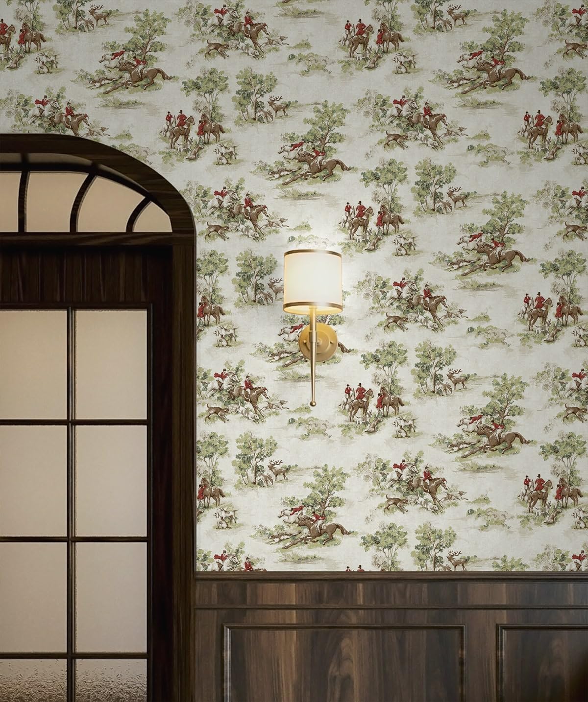 NextWall Harry & Grace Horse Race Peel and Stick Wallpaper (Rosemary & Garnet)