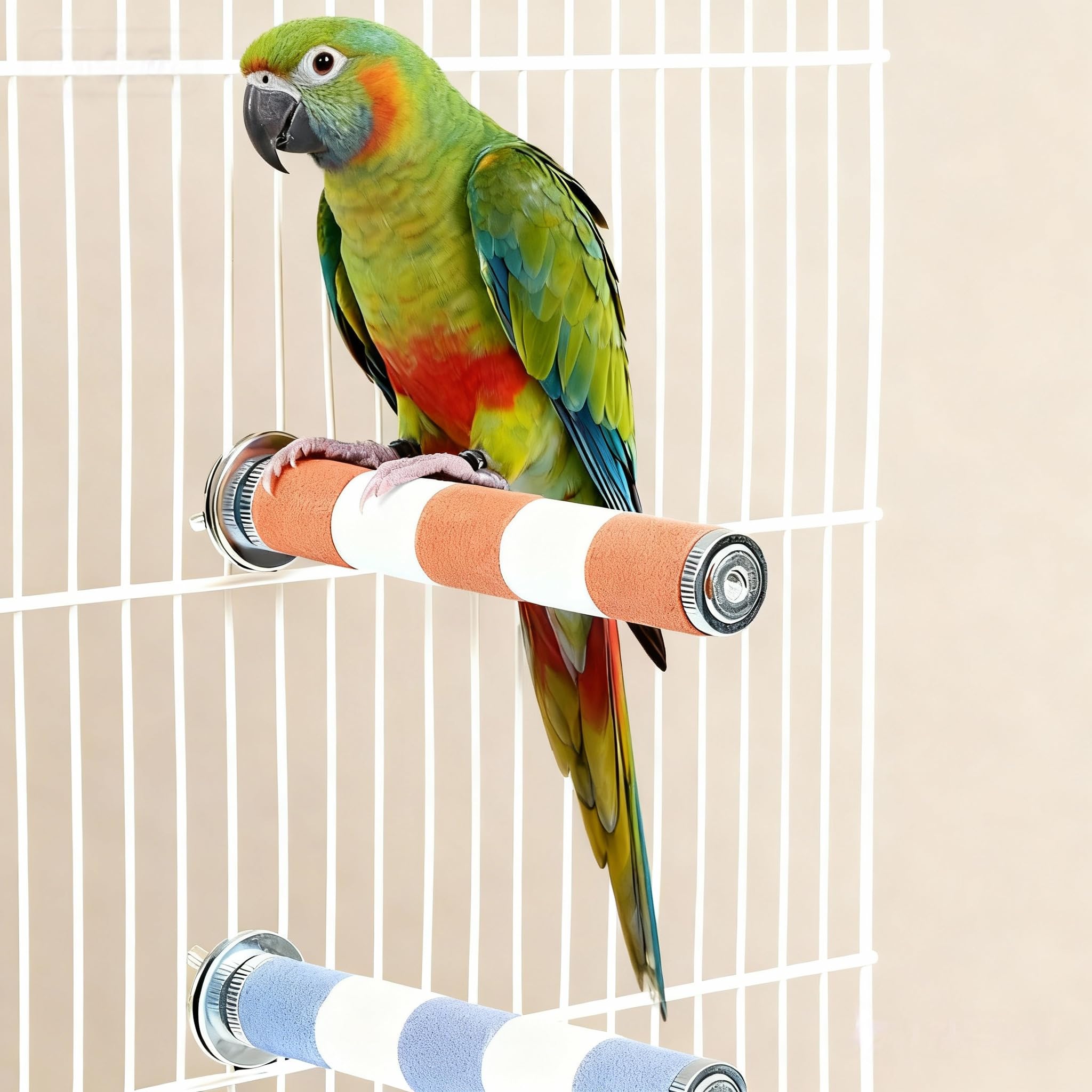 AOTU Perca para pájaros, perca de arenisca natural, perca para loros, perca duradera de pico y garra, piedra de molienda para pájaros, 7.9 x 1 pulgadas, accesorio seguro no tóxico de larga duración