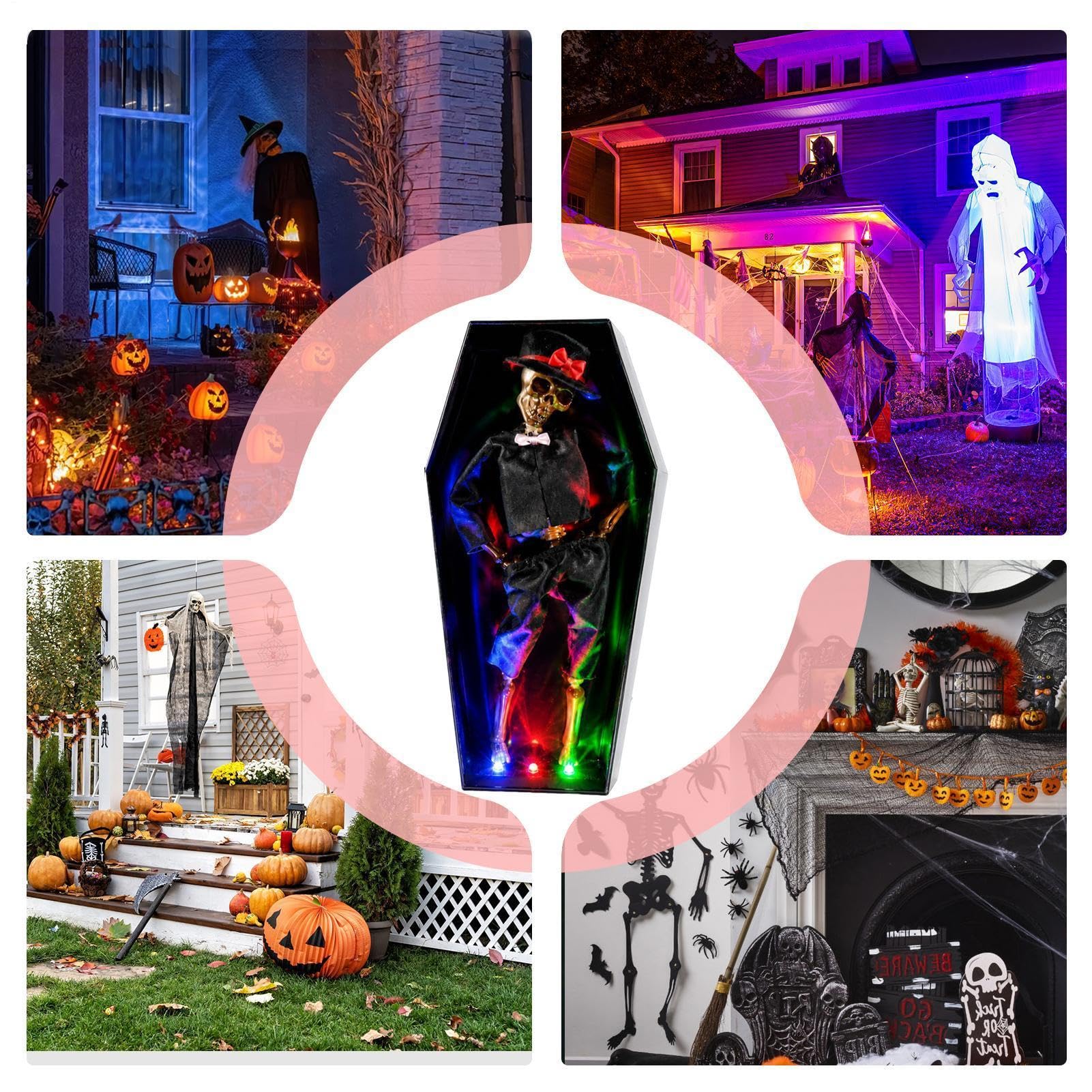 Ataúd Con Esqueleto De Halloween Musical Horripilante Con Luces