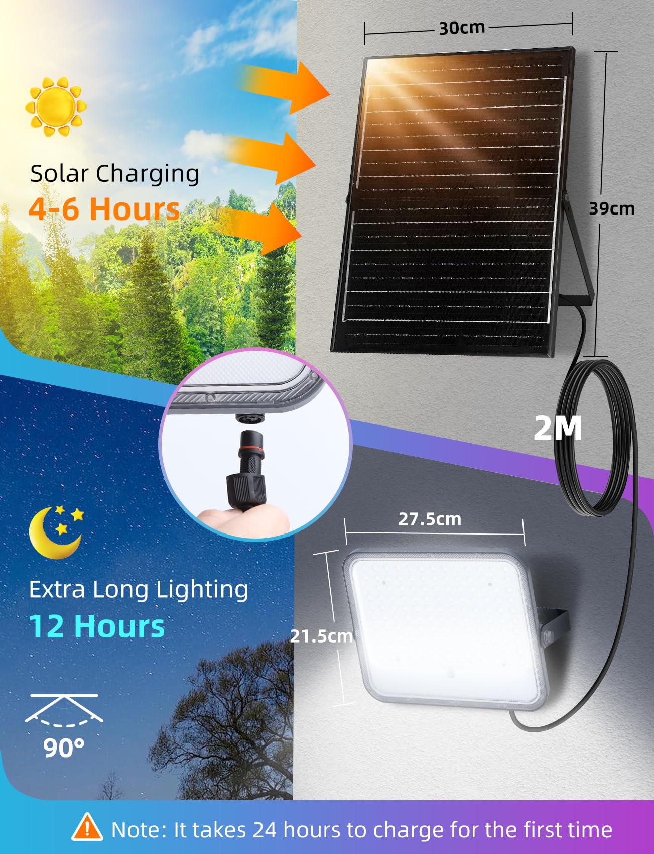 Aigostar Focos LED Exterior Solares RGBW 200W, Control Remoto, 2 pcs | Proyector LED RGB+6500K y 3 Modos, Regulable, Control Remoto, IP66 Impermeable, para Fiestas Jardín Terraza, 2 pcs