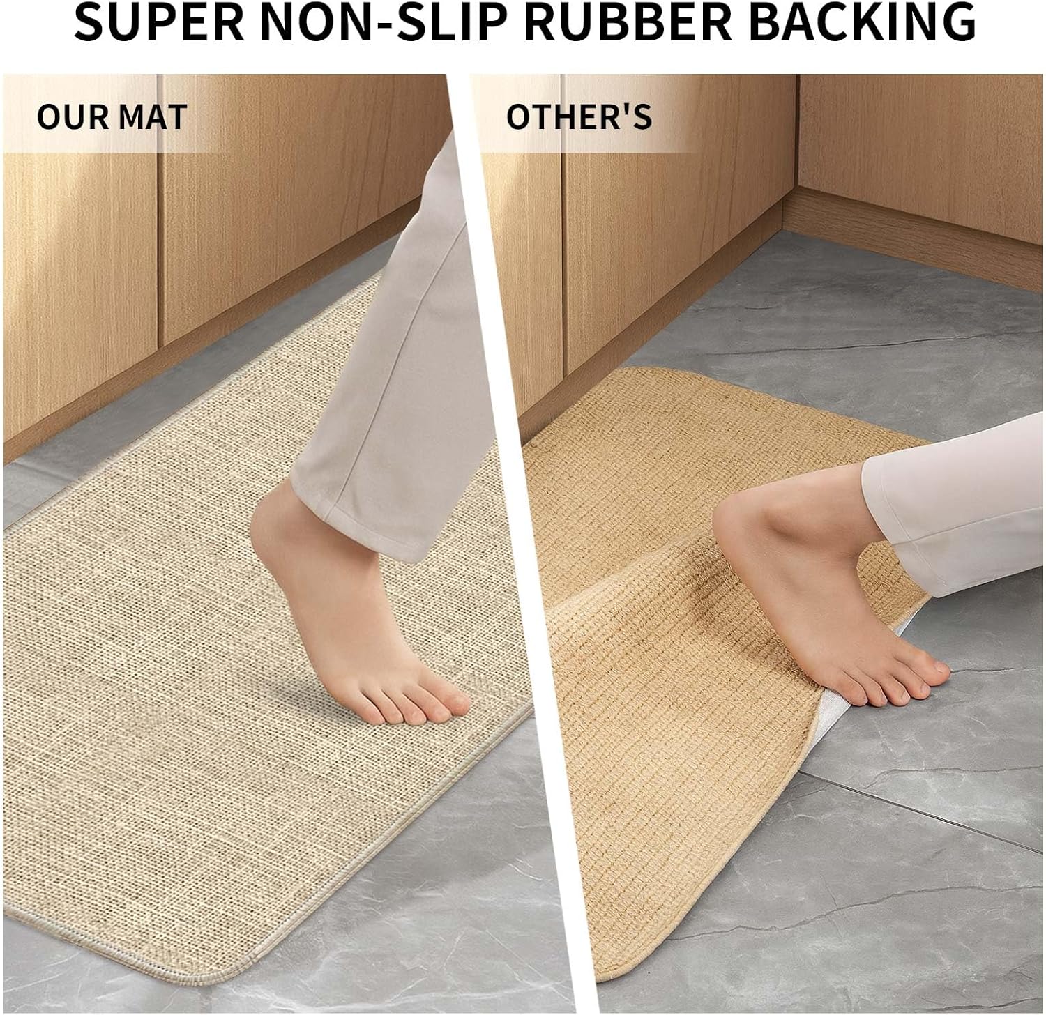 Coffee Chef Kitchen Rugs Set of 2, 17"x30" + 17"x47" Anti Fatigue Kitchen Mats for Floor,Non Slip Washable Kitchen Runner Rug 2 Piece Set,Brown Vintage Comfort Standing Mat for Kitchen Home