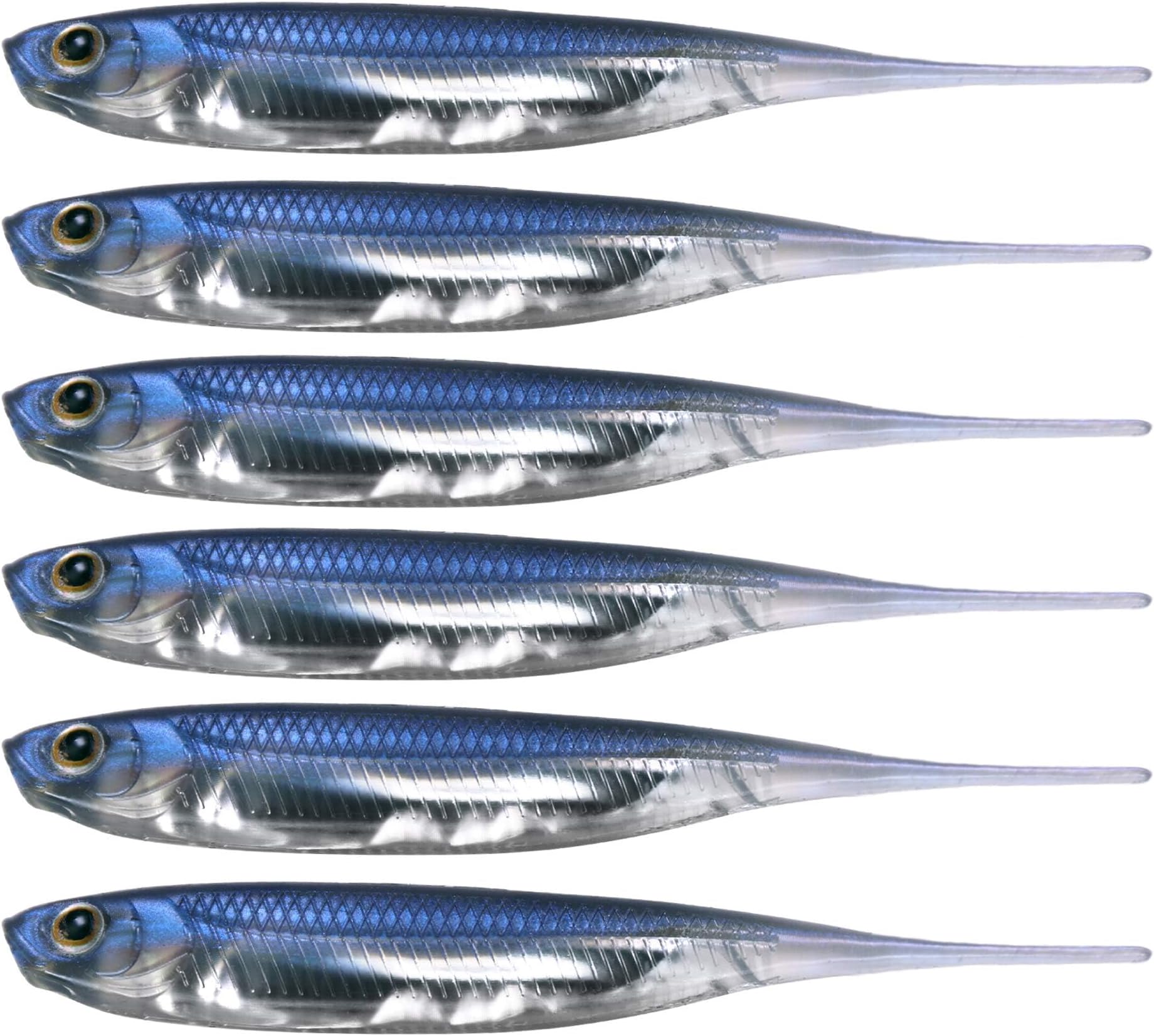 TERRIFIPaddle Tail Swimbaits, 6 Pcs Soft Plastic Fishing Lures Swimbaits, Swimbaits, Rubber Minnow Lures Needle, Soft Plastic Fishing Lures for Bass Fishing