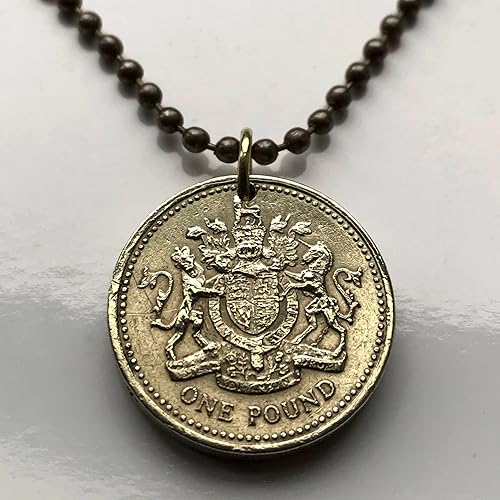 Miniatura 5 de 1993 Reino Unido Gran Bretaña 1 libra colgante de moneda Armas británicas León inglés Escocés Unicornio de plata escocés Tudor rosa Cardo trébol