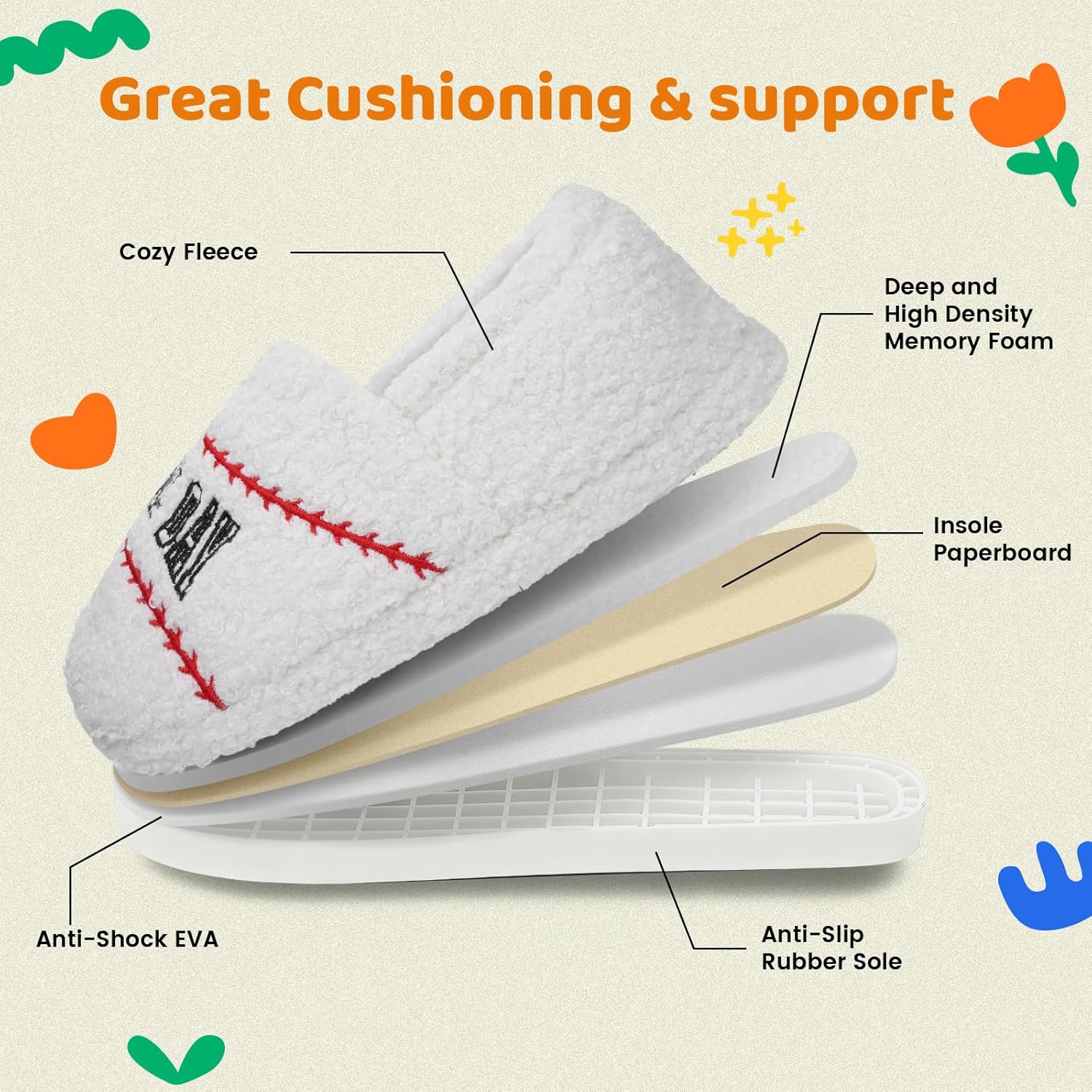 Little Kids Big Boys Ball Sports Slippers, Kids Warm House Shoes - Cute Winter Nonslip Indoor Basketball Football Baseball Slippers - Image 6