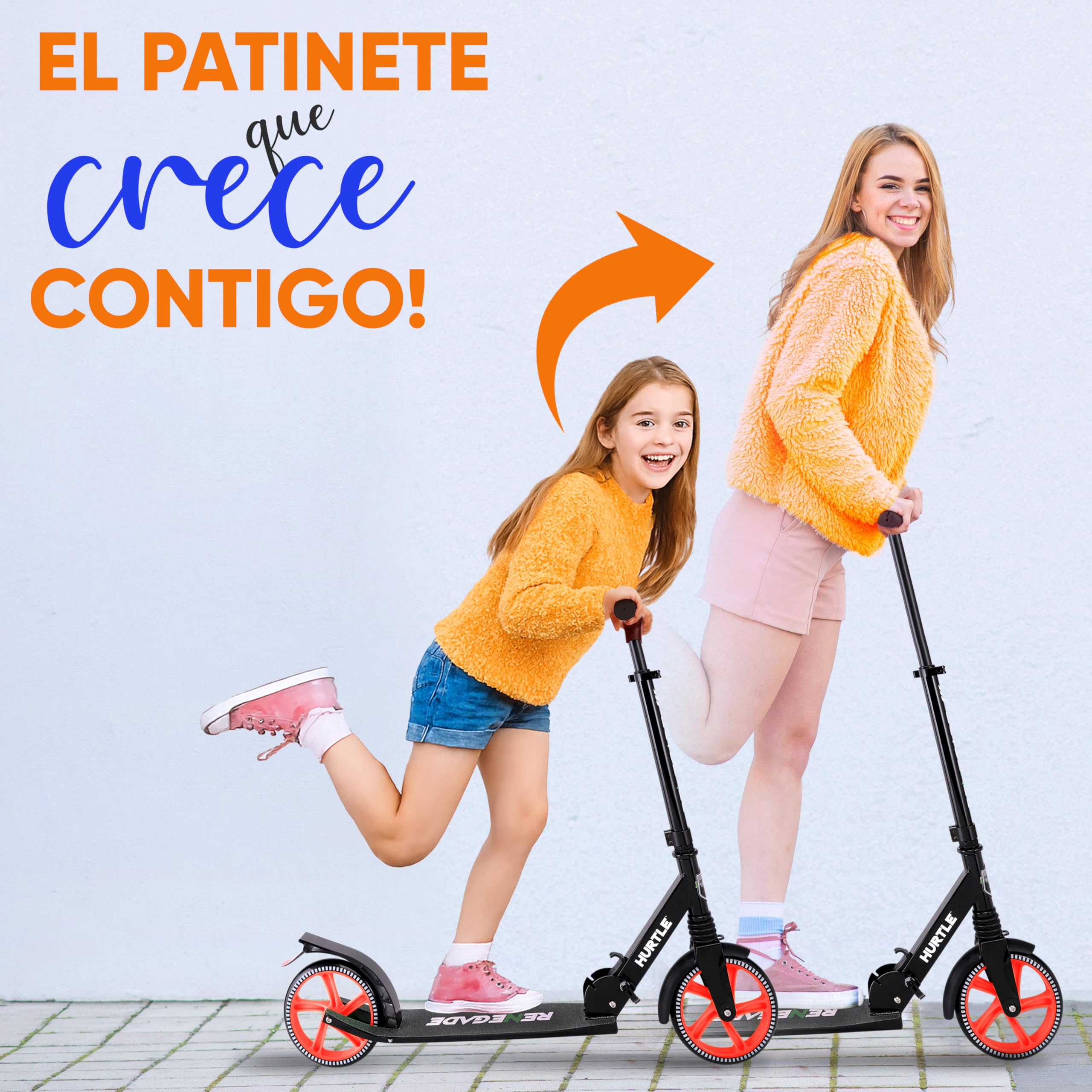 Hurtle Renegade Patinete 2 Ruedas Plegable Ajustable Freno Manillar