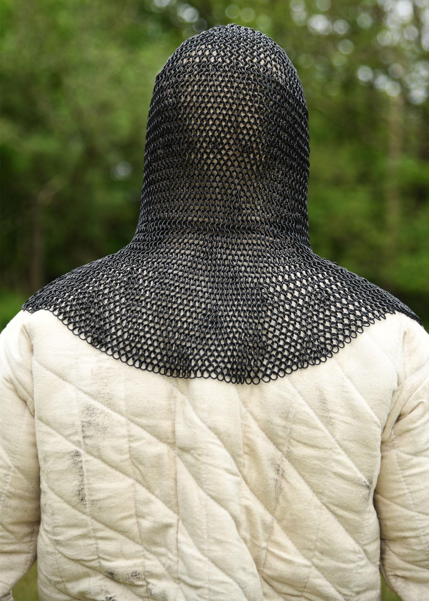 Kettenhaube de section carrée protège-dents iD8mm bruni-âge, viking, lARP