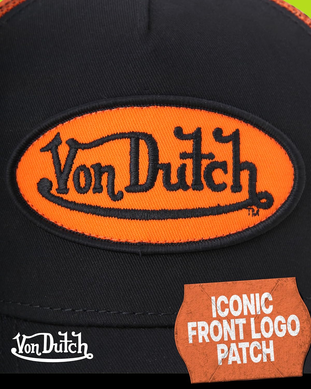 Von Dutch Unisex Trucker Hat - Curved Bill Mesh Back Retro Classic Colorblock Snapback Baseball Cap for Men and Women