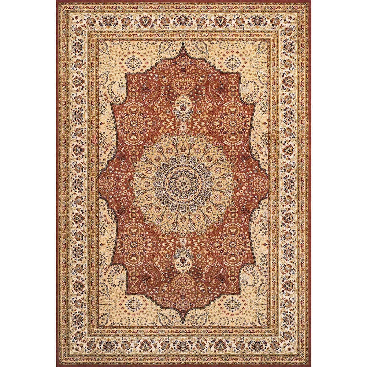 Royal Classic 34 P Rug Heavy Wool Terracotta Cream Beige 240 x 340cm (7ft10 x 11ft2 approx)