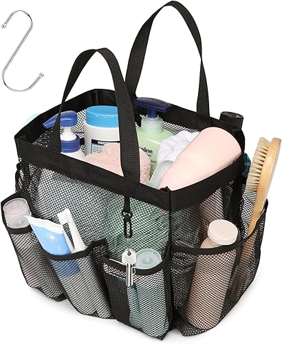 GSlife - Organizador de ducha de malla portátil, de secado rápido, colgante para dormitorio universitario, 8 bolsillos más profundos para baño,