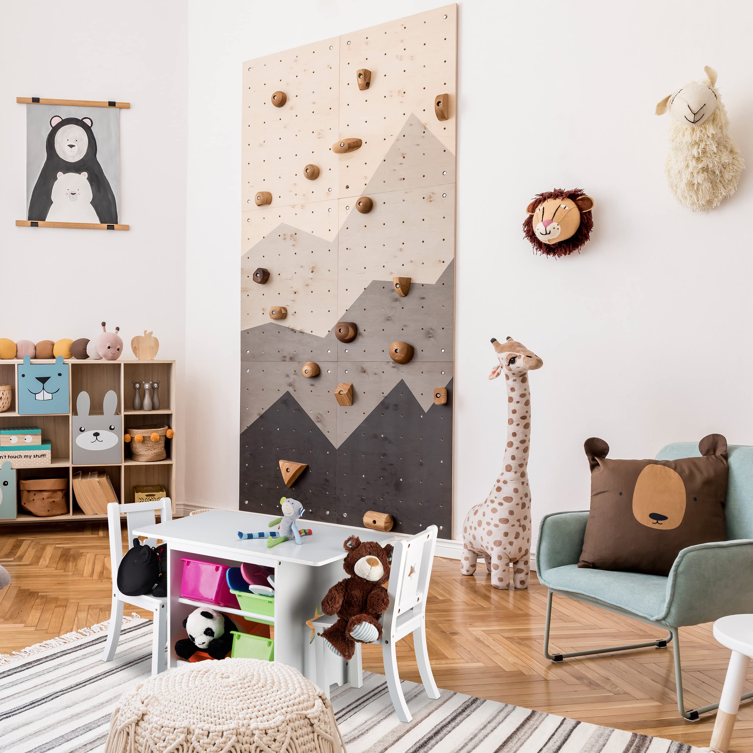Relaxdays Tavolino con 2 Sedie per la Cameretta dei Bambini, 4 Box Portagiochi, Arredamento per Bimbi e Bimbe, Bianco