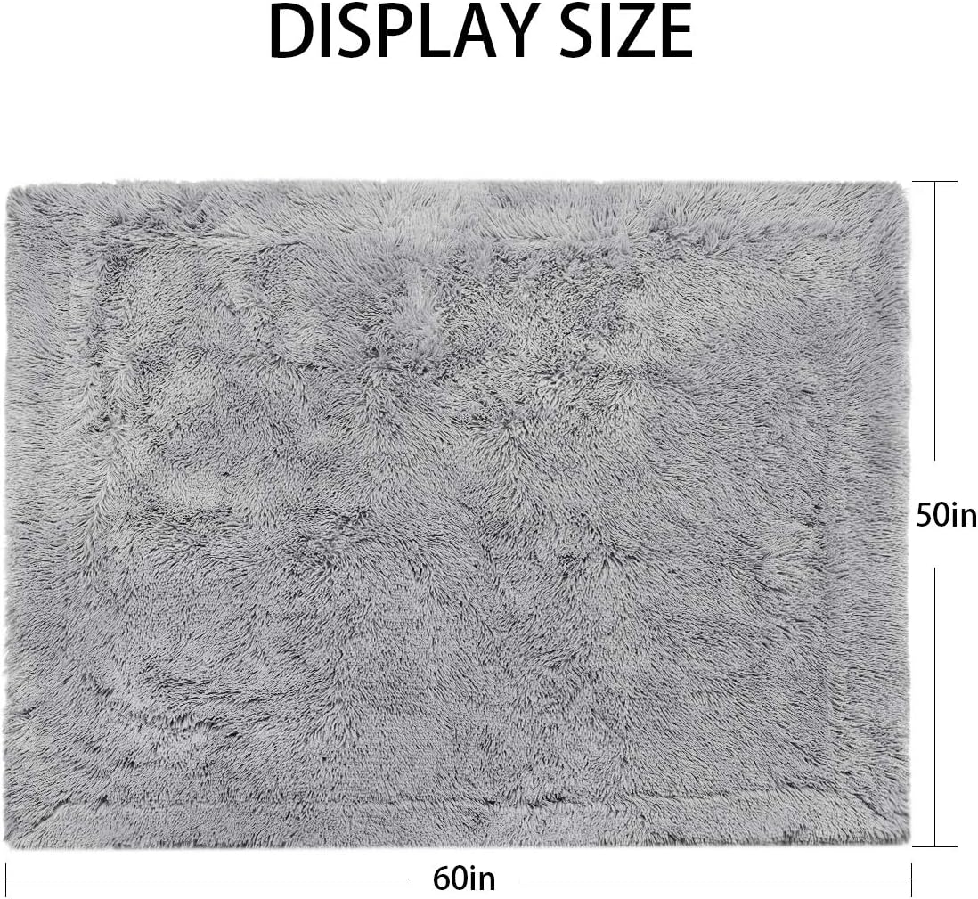 Andecor Soft Fluffy Faux Fur Throw Blanket - 50 x 60 Inches Plush Lightweight Warm Shaggy Fleece Blankets for Bed Couch Sofa Chair Home Decorative, Grey