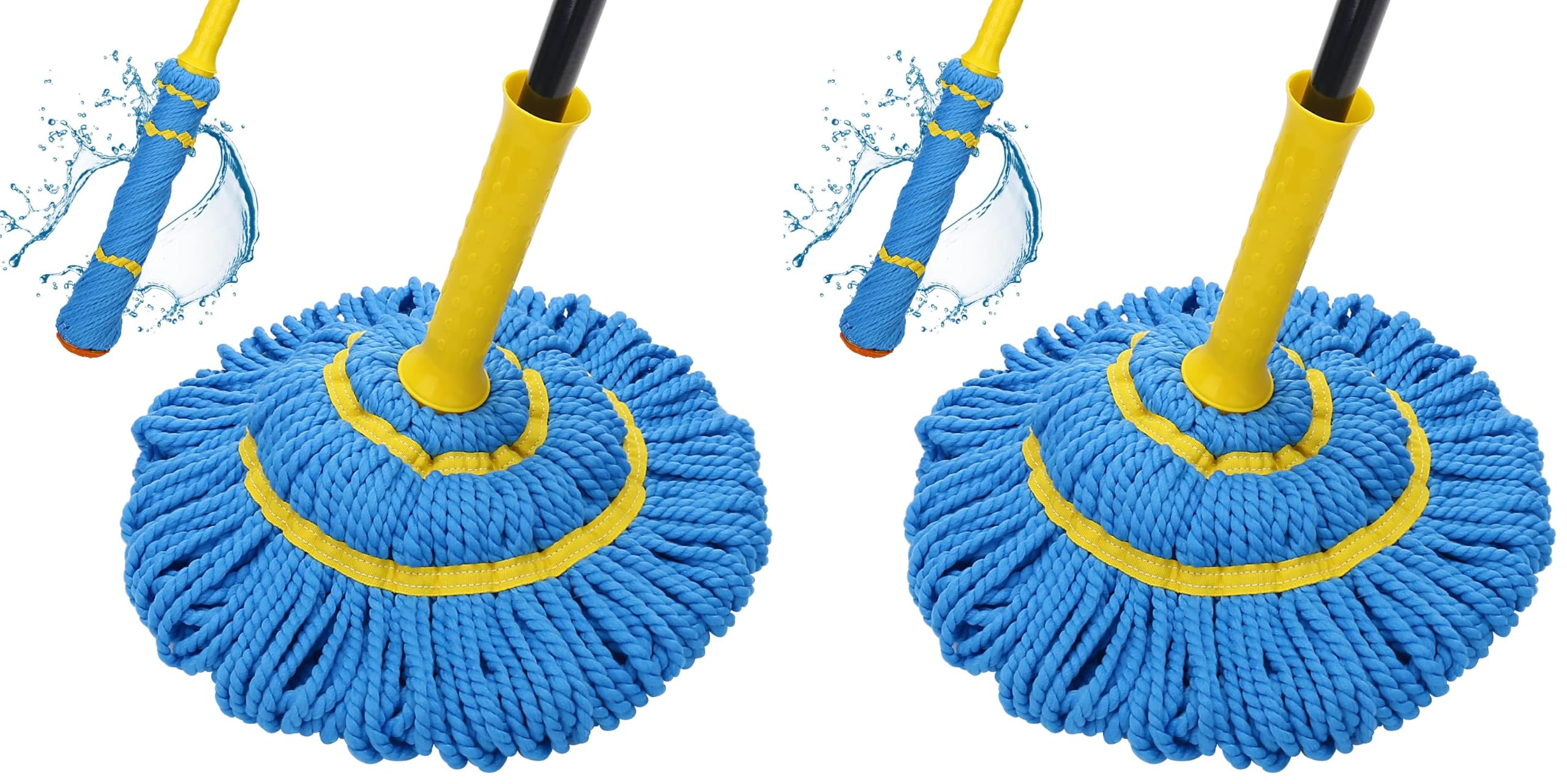 Self-Wringing Twist Mops for Floor Cleaning, Microfiber Floor mop with 57 " Long Handle, Easy Wringing Mop for Hardwood Commercial Household Clean (Pack of 2)