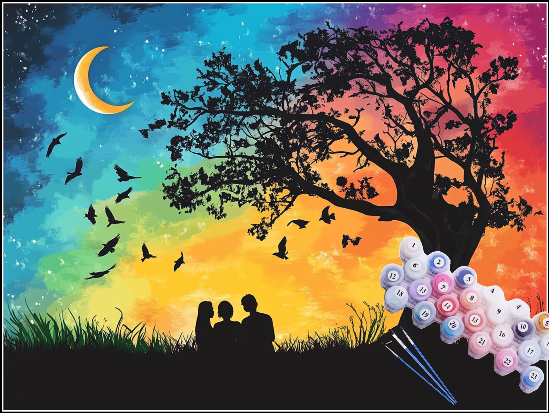 Amazon.co.jp: 油絵 キャンバス 家族 数字油絵, Paint by Numbers 夜