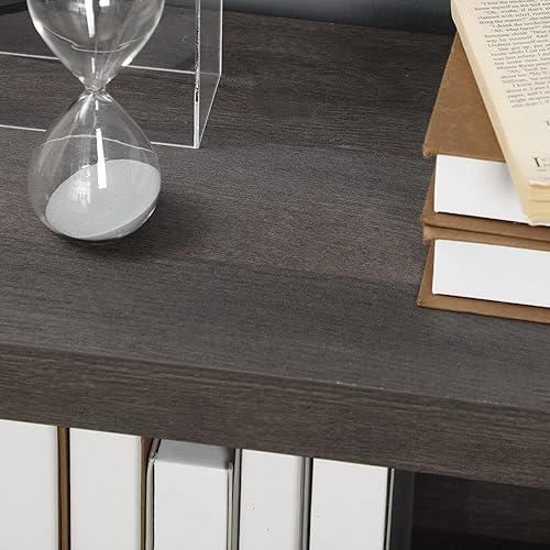 Miniatura 7 de HOMCOM Estantería abierta de esquina de estilo industrial con estantes de almacenamiento y marco de barra de metal en X para sala de estar, gris