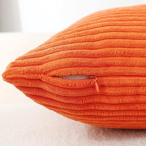 Miniatura 2 de Stellhome Paquete de 2 fundas de almohada de pana suave rectangulares a rayas sólidas para cama, sofá, banco, 12 x 20 pulgadas  11.8 x 19.7 in.,