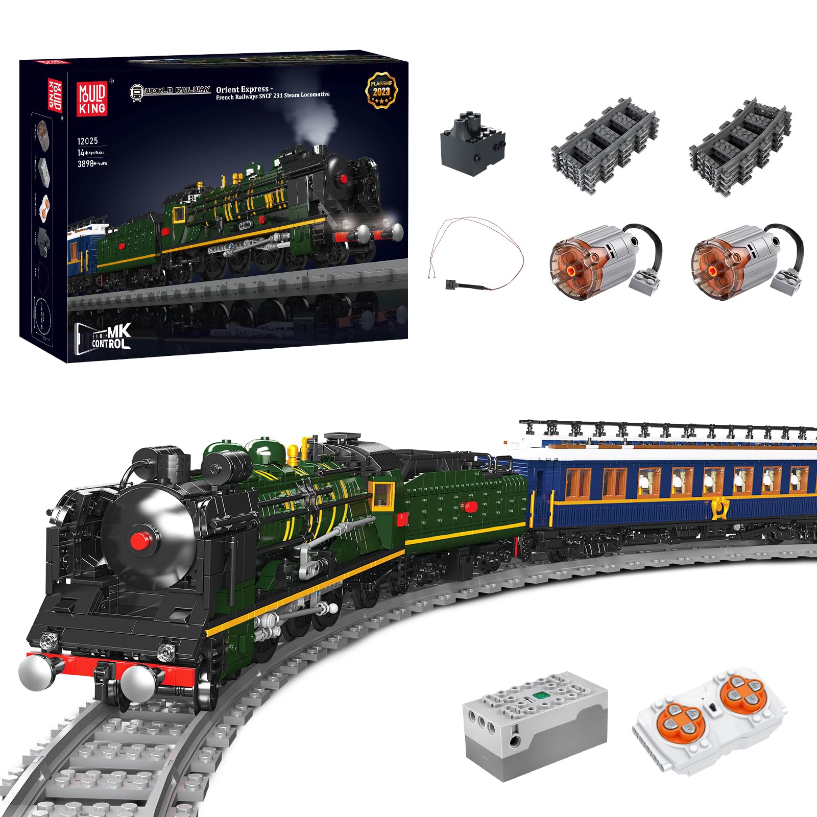 Amazon.co.jp: Mould King 12025技術遠隔制御蒸気機関車積み木キット