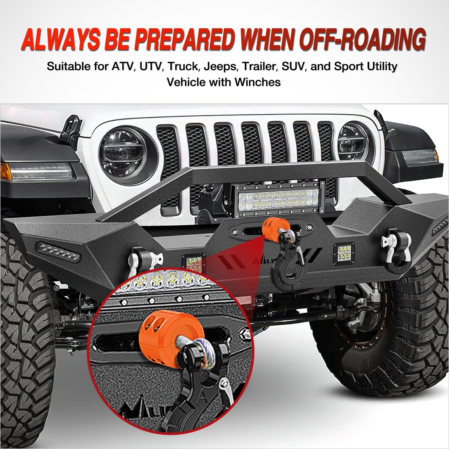 Nilight Winch Stopper for ATV UTV Truck SUV Winch Cable Hook Rubber Stopper Protect Towing Hook Synthetic Rope winch accessories Rope Line Saver with Stainless Steel Screws and Nuts Allen Wrenc,Orange